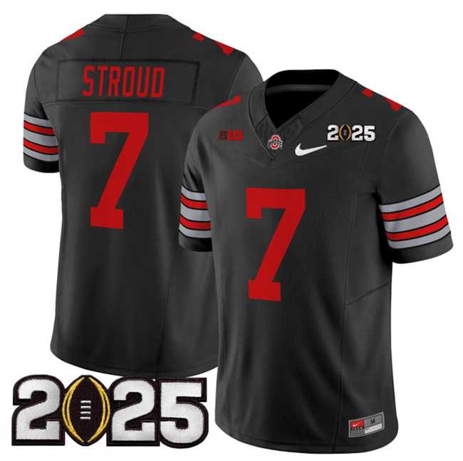 Mens Ohio State Buckeyes #7 C.J. Stroud Black 2025 CFP Final Patch F.U.S.E. Vapor Limited Stitched Football Jersey->ohio state buckeyes->NCAA Jersey